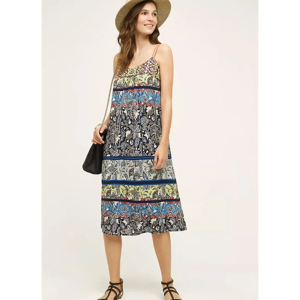 One September Anthropologie Embroidered Cosima Summer Sleeveless Sun Dress Sm - Picture 1 of 12